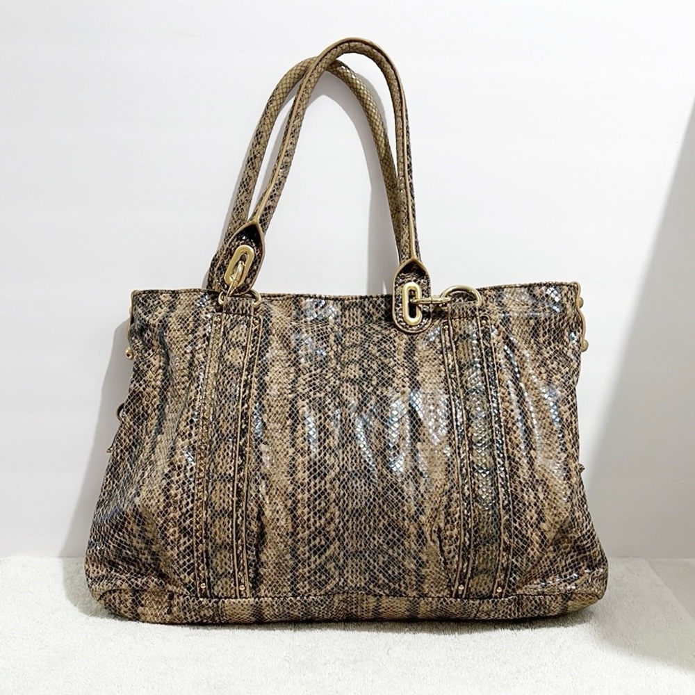 Steve Madden Reptile Print Large Shoulder Purse 100% Leather Boho Office Career